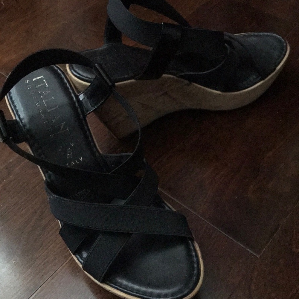Black leather Cork Heels
